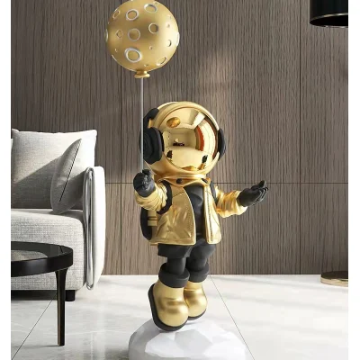 Custom Glod Plating Home Decoration Spaceman Resin Crafts Statue Sculpture